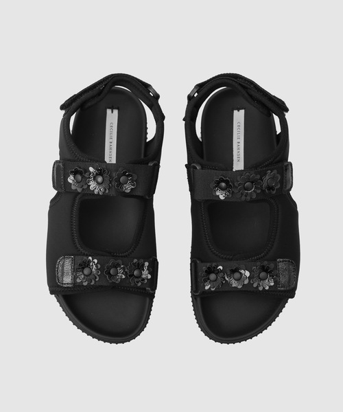 サンダル SANDALWITH FLOWER EMBELUSHMEMT レディース