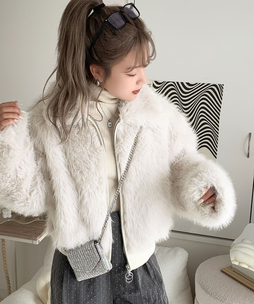 「mily bilet」 ブルゾン MEDIUM チャコールグレー レディース_画像5