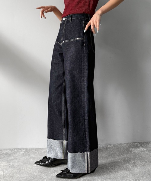 デニムパンツままん様 楽天市場】GRANDMA MAMA DAUGHTER ライトデニムサイドジップテパード