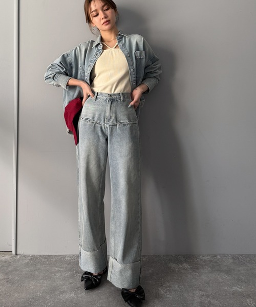 Java ワイドパンツ ジーンズ デニム デニムパンツ ジャバコラボ」新