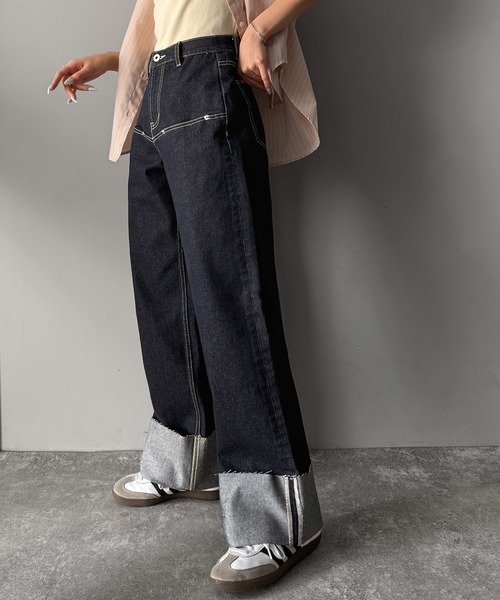 Java ワイドパンツ ジーンズ デニム デニムパンツ ジャバコラボ」新
