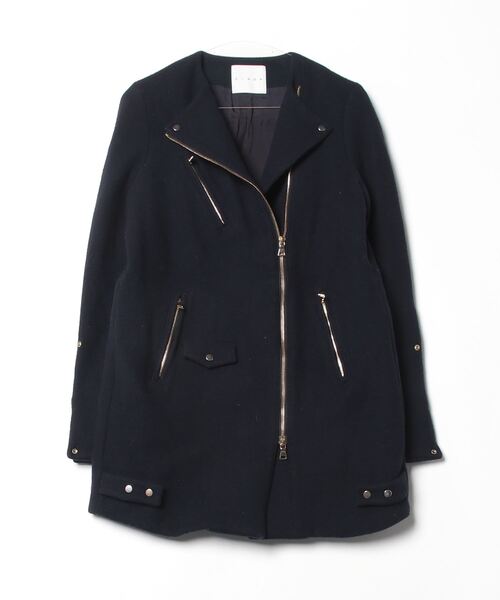 CINOHノーカラーコート CINOH（チノ） ノーカラーコート M ネイビー レディース : ZOZOTOWN