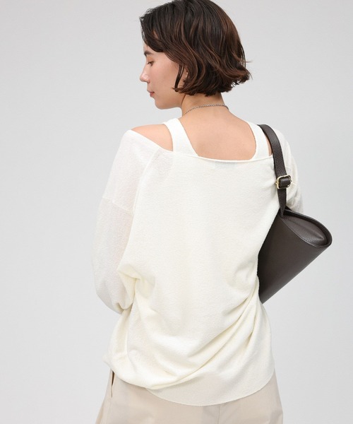 BABYLONE アンサンブル シルク混ブークレニットコンビ