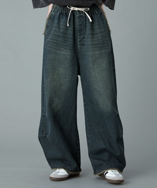 RUUBON ジーンズ 「RUUBON」parachute fringe denim pants