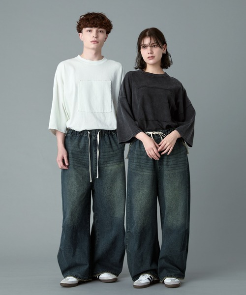 ぱらん RUUBON ジーンズ 「RUUBON」parachute fringe denim pants