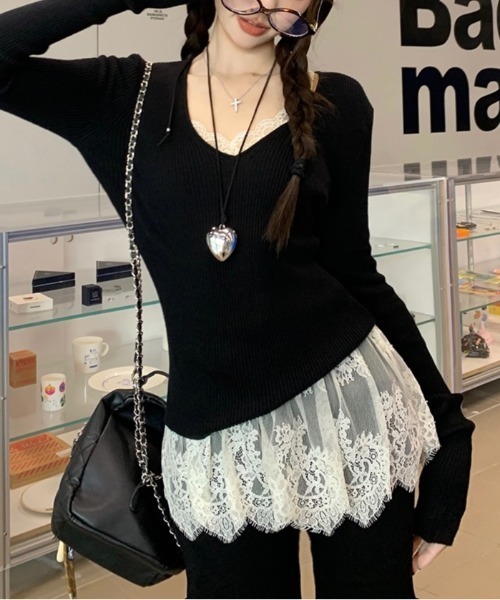 LADY LIKE（レディライク） キャミソール レース切替えパット付き