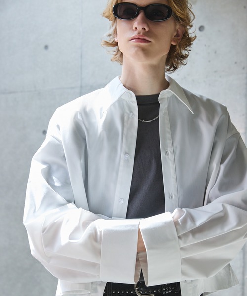 ANEDIST シャツ ネクタイ付きワイドスリーブショート丈シャツ