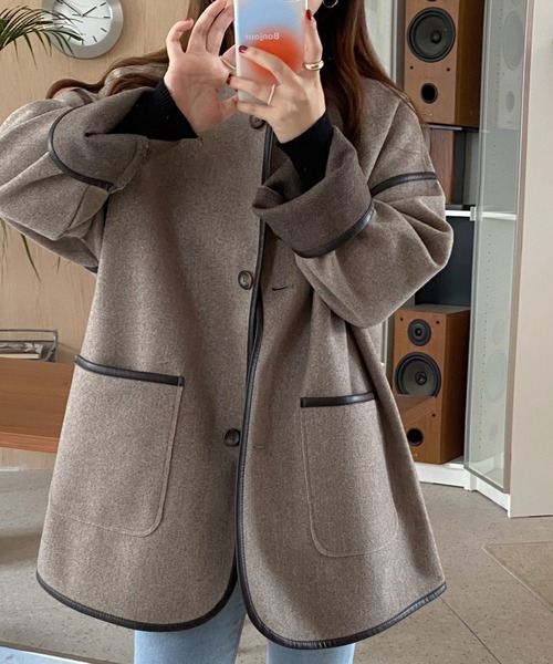 「ABITOKYO」 ノーカラージャケット FREE ブラウン レディース_画像5