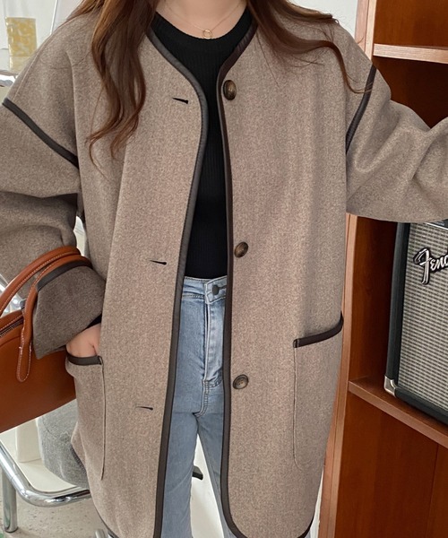 「ABITOKYO」 ノーカラージャケット FREE ブラウン レディース_画像8