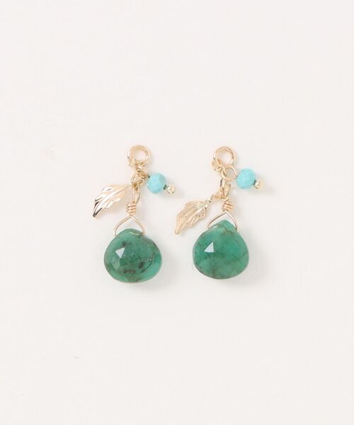 ピアス 「 Palette」K10　エメラルドチャーム レディースの画像