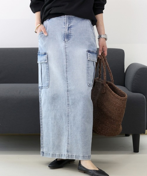 【PRIDE】プライド　皮革デニムストレッチスカート　美品　39000円 PRIDE】プライド 皮革デニムストレッチスカート 美品