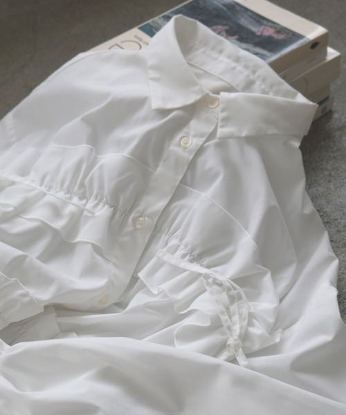 Freesia ブラウス シャツ ショート丈フリルシャツブラウス「無地