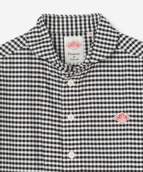 ★最終価格★DANTON 半袖シャツ サイズ34 青 Danton 「DANTON」 チェック柄半袖シャツ 34 ブルー レディース