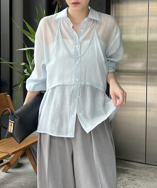 CAPRICIEUX LE'MAGE ブラウス シャツ ビスチェSETシアーシャツ