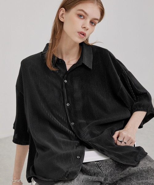 EMMA CLOTHES（エマクローズ） シャツ オーバーサイズ プリーツ加工