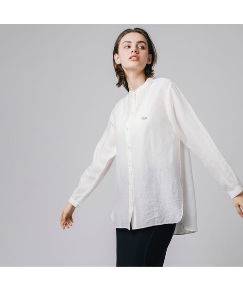 「LACOSTE」 長袖ブラウス 40 ホワイト レディース