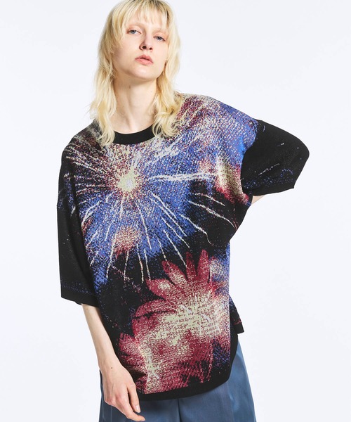 セーター ニット 「UNISEX」Prime-Over HANABI Short Sleeve Crew Neck Knit T-Shirt/プライム | MAISON SPECIAL | 02