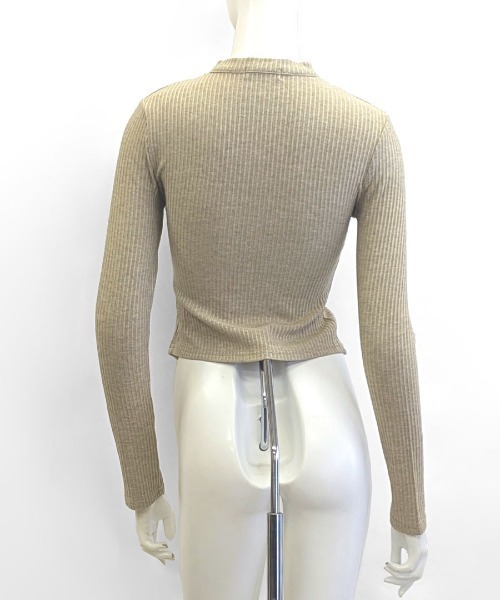 トップス Zip Rib Long Sleeve Tee REMUR tシャツ ネックベルトフロントジップ長袖トップス レディース