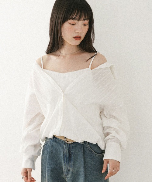 ブラウス シャツ ドッキングバルーンシャツ　582407 レディース | Heather | 05