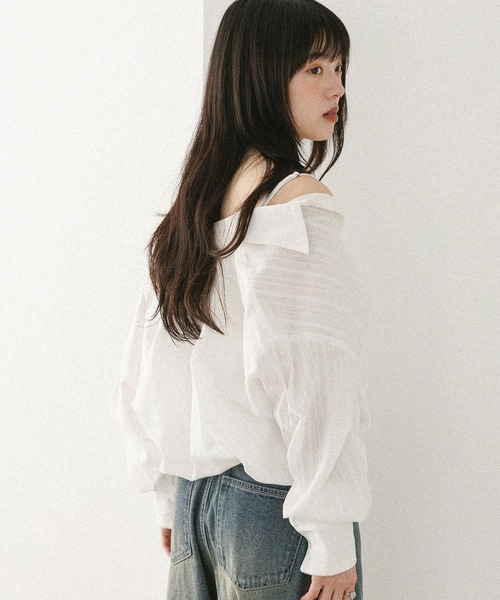 ブラウス シャツ ドッキングバルーンシャツ　582407 レディース | Heather | 06