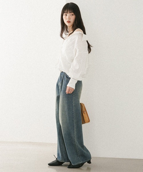 ブラウス シャツ ドッキングバルーンシャツ　582407 レディース | Heather | 10