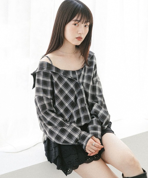 ブラウス シャツ ドッキングバルーンシャツ　582407 レディース | Heather | 12