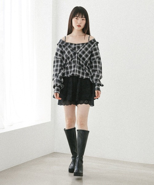 ブラウス シャツ ドッキングバルーンシャツ　582407 レディース | Heather | 14