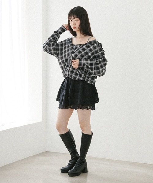 ブラウス シャツ ドッキングバルーンシャツ　582407 レディース | Heather | 16