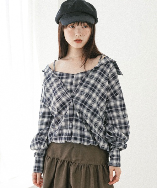 ブラウス シャツ ドッキングバルーンシャツ　582407 レディース | Heather | 18