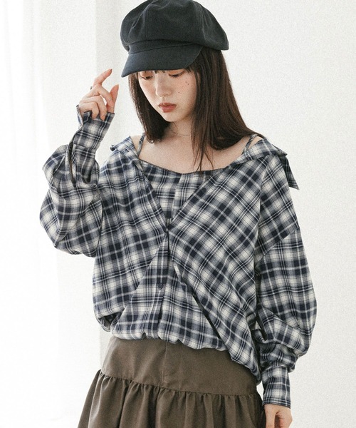 ブラウス シャツ ドッキングバルーンシャツ　582407 レディース | Heather | 19