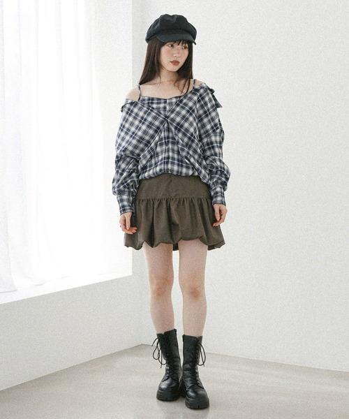 ブラウス シャツ ドッキングバルーンシャツ　582407 レディース | Heather | 22