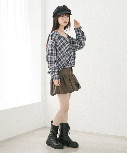 ブラウス シャツ ドッキングバルーンシャツ　582407 レディース | Heather | 23