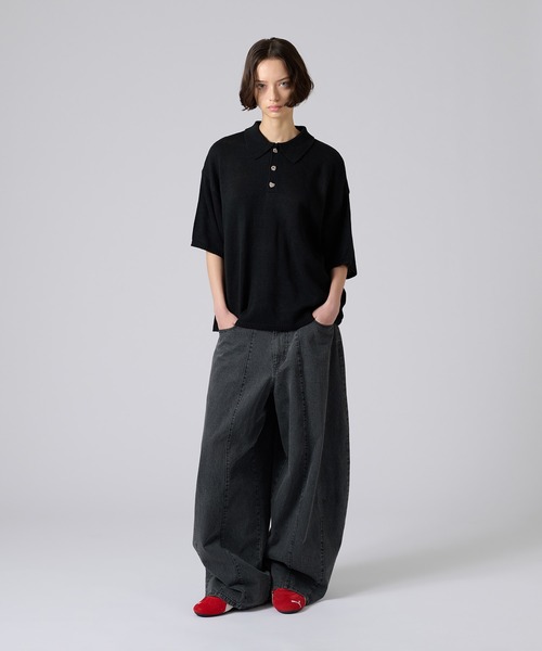 「ONCILY」 半袖ニット LARGE アイボリー メンズ