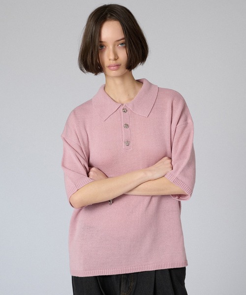 「ONCILY」 半袖ニット LARGE アイボリー メンズ