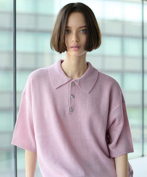 「ONCILY」 半袖ニット LARGE アイボリー メンズ