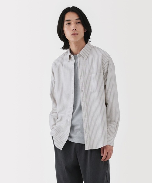 無印良品（MUJI） シャツ 紳士 洗いざらしオックスボタンダウン長袖