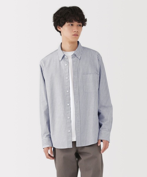 無印良品（MUJI） シャツ 紳士 洗いざらしオックスボタンダウン長袖