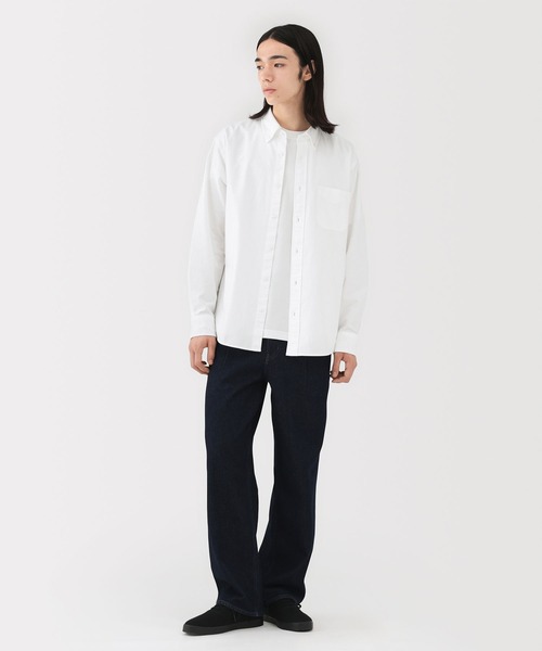 無印良品（MUJI） シャツ 紳士 洗いざらしオックスボタンダウン長袖