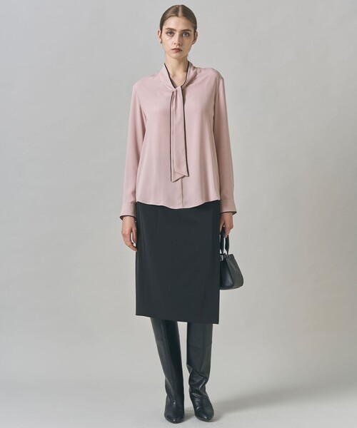 ICB（アイシービー） ブラウス シャツ BackSatinAmunzen 配色ボウタイ