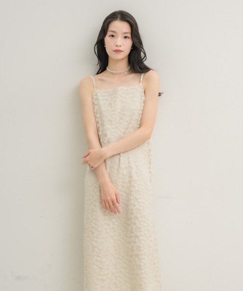 POPPY フラワージャガード キャミソールワンピース ロングワンピース NEUNA（ヌナ） ワンピース フラワージャガードキャミワンピース