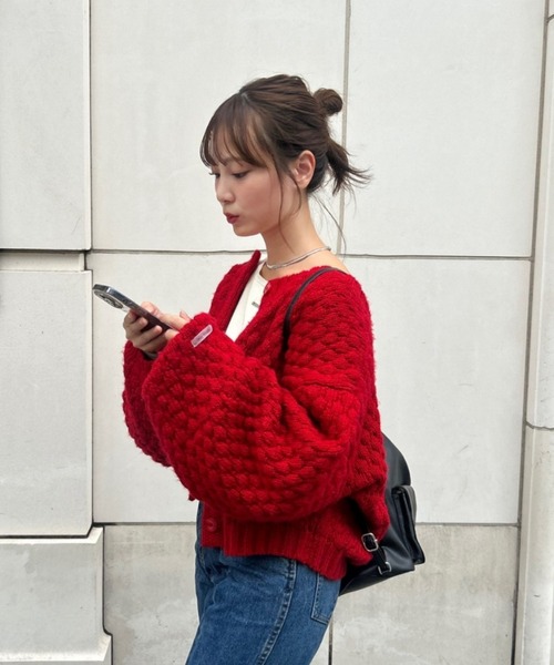 mystic カーディガン ポコポコニットカーディガン レディース