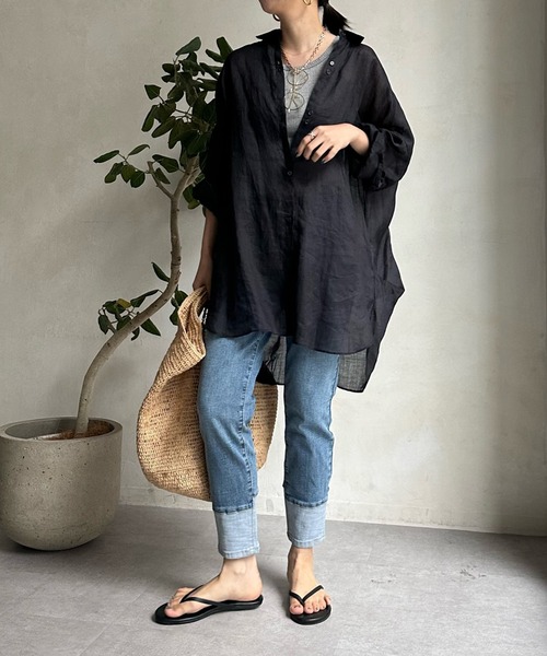 「DouDou」 加工デニムパンツ MEDIUM ブルー系その他 レディース
