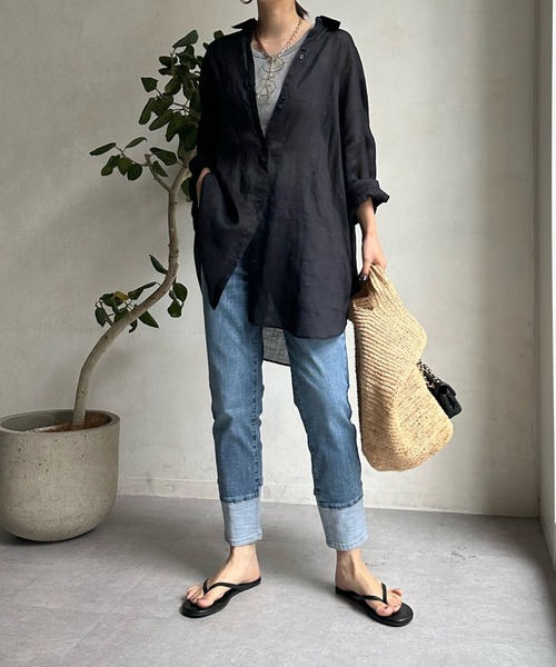「DouDou」 加工デニムパンツ MEDIUM ブルー系その他 レディース