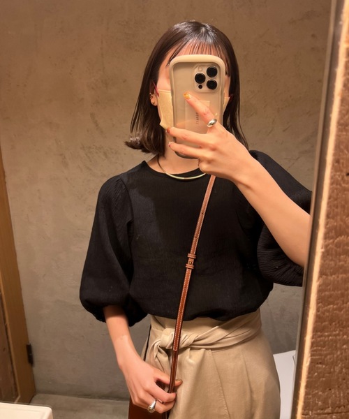 「hinari」 半袖ブラウス FREE ブラック レディース_画像6