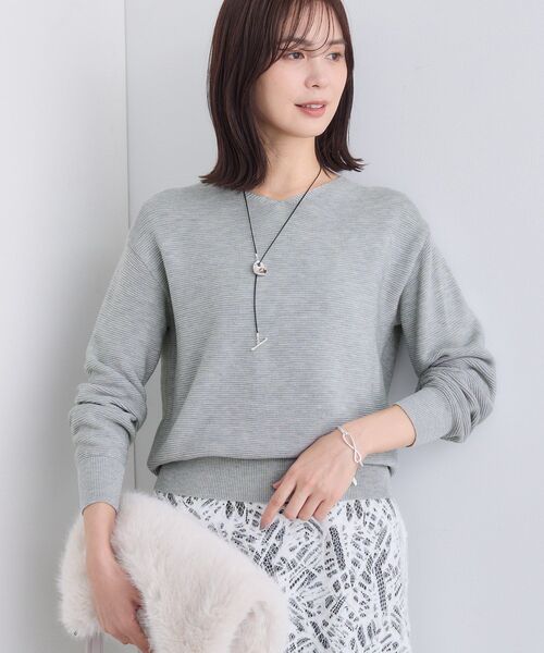 INDIVI（インディヴィ） ニット セーター 「ウール混ラメ素材」Vネック