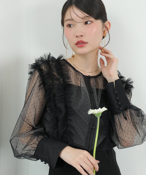 Kana パーティードレス ドレス ドットチュールフリルトップス ダブル