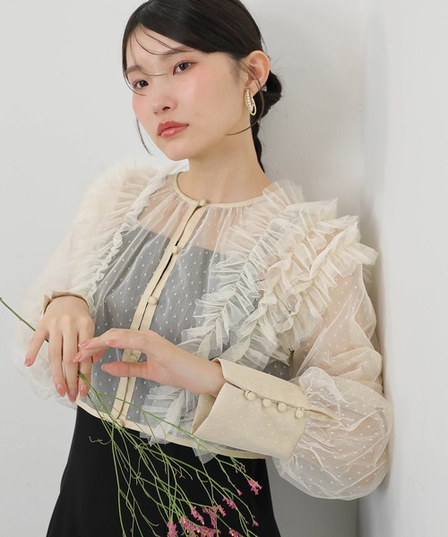 Kana パーティードレス ドレス ドットチュールフリルトップス ダブル