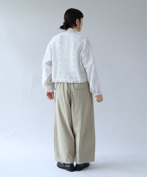 yuni ブラウス シャツ コットンレース gather sleeve haori ブラウス