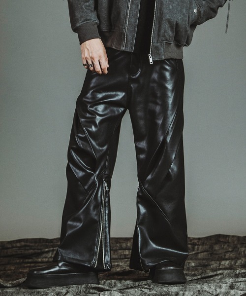 KMRii スタッズ レザー装飾 パンツ GOAT SKIN 美品 裾ジッパー 楽天市場】レザーパンツ スキニーパンツ 革パンツ ストレートパンツ 裾