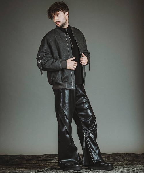 NO ID.（ノーアイディー） パンツ mp14314-シンセティックレザーZIP